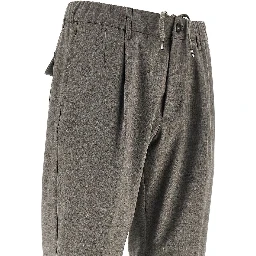 Stretch liht wool pants with drawstring