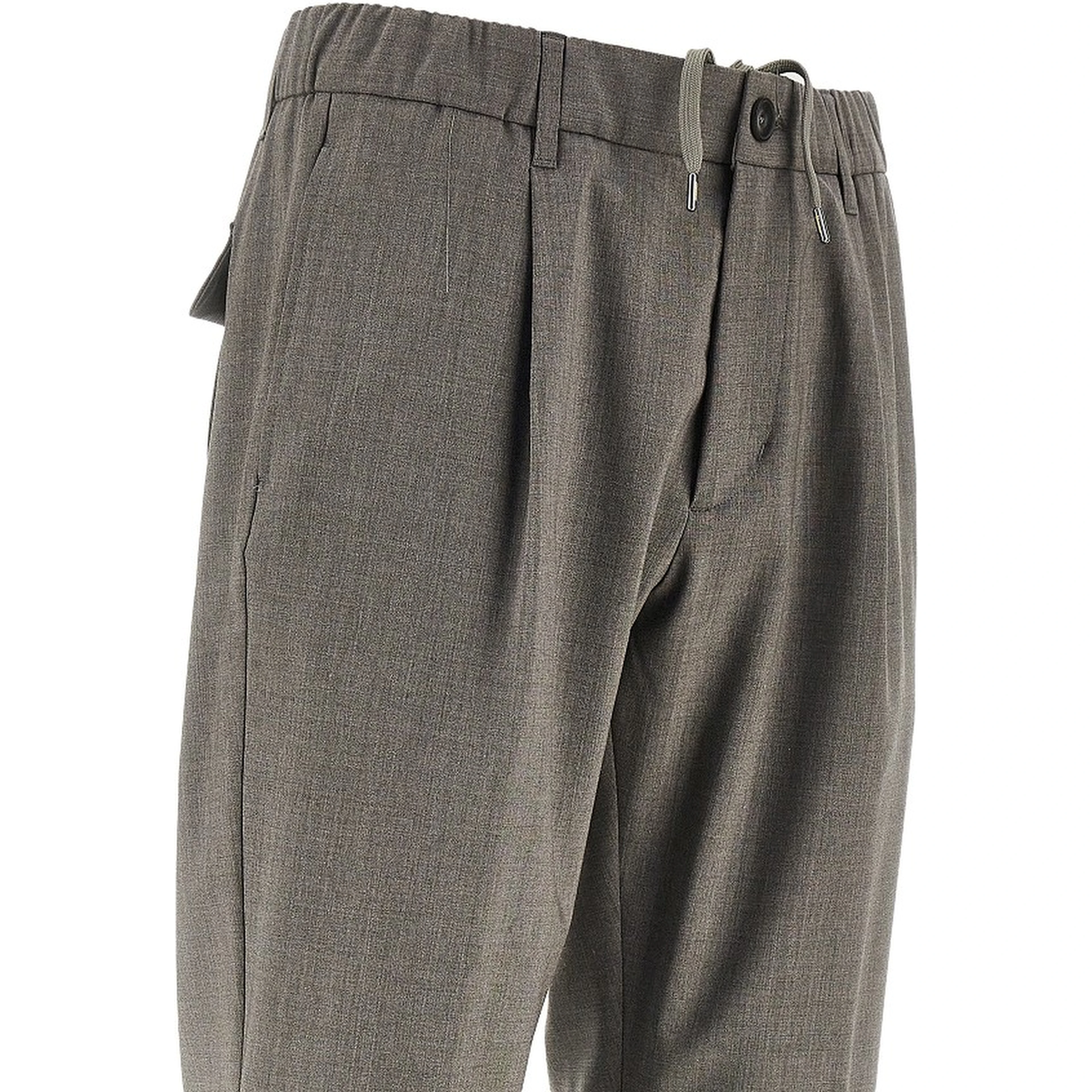 Stretch liht wool pants with drawstring