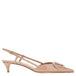 Patent leather slingback pumps