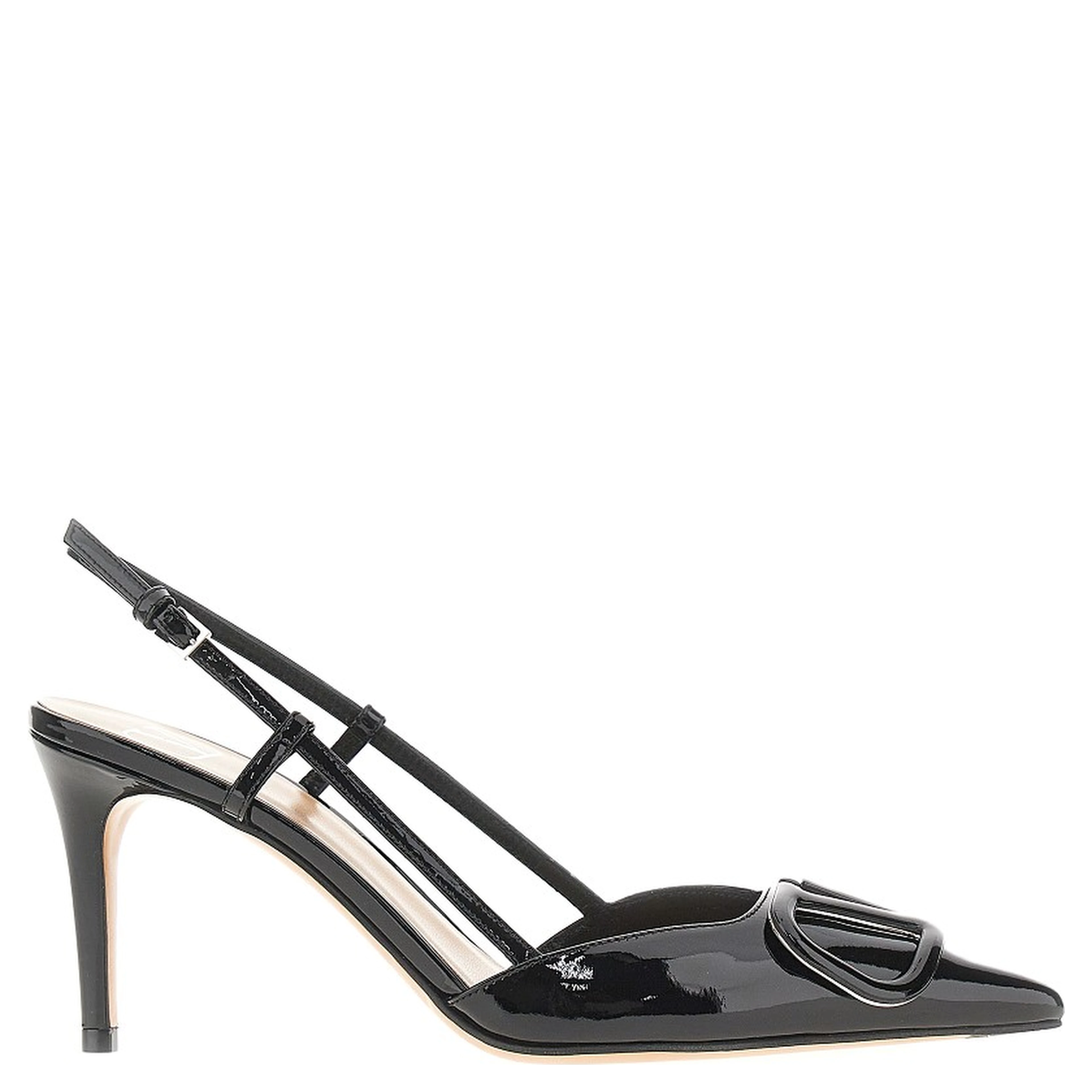 Patent leather slingback pumps