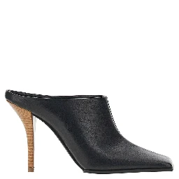 Squared-toe leather mules