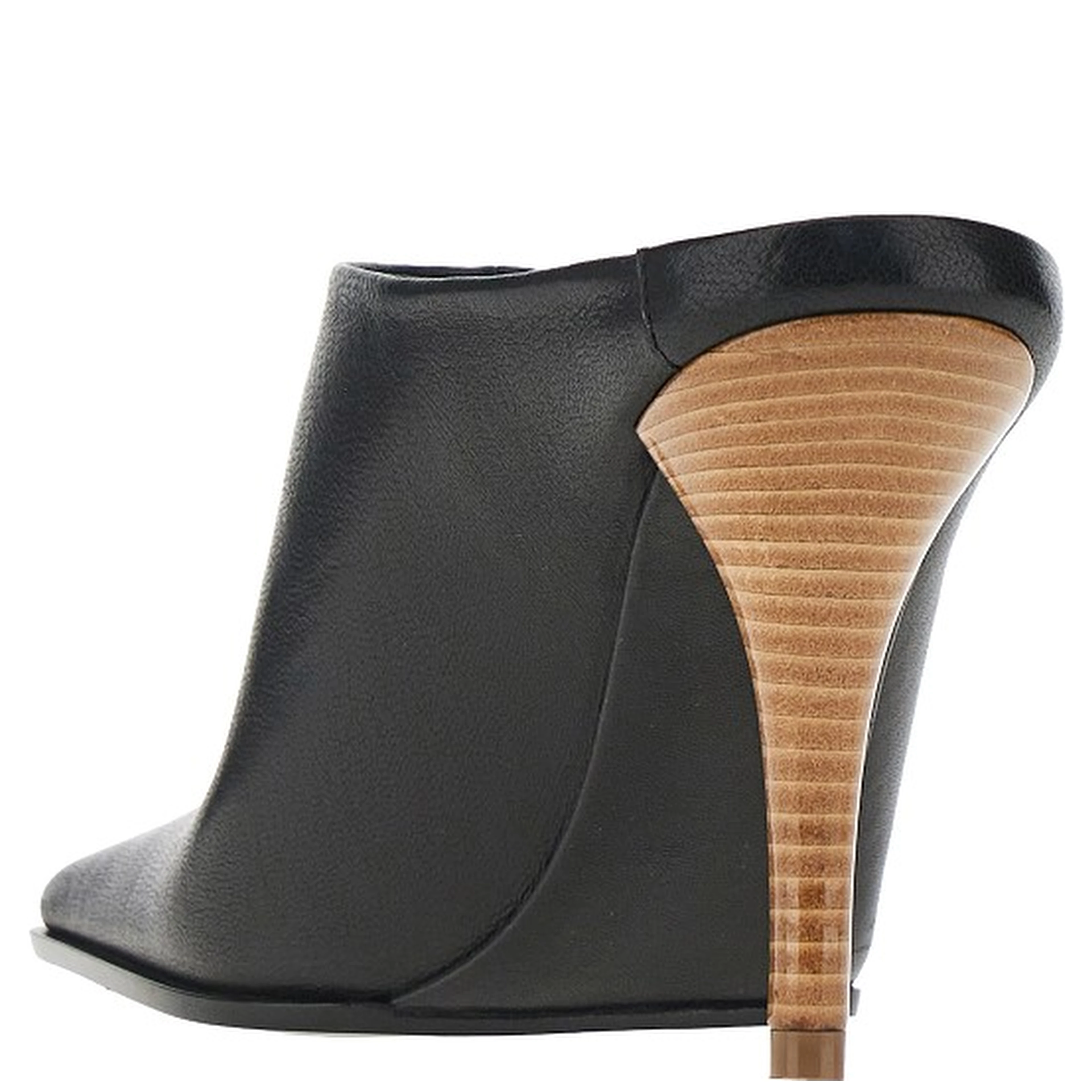 Squared-toe leather mules