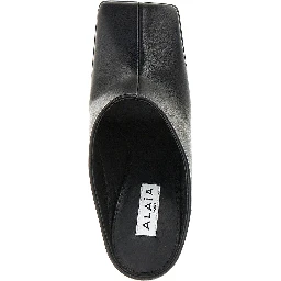 Squared-toe leather mules