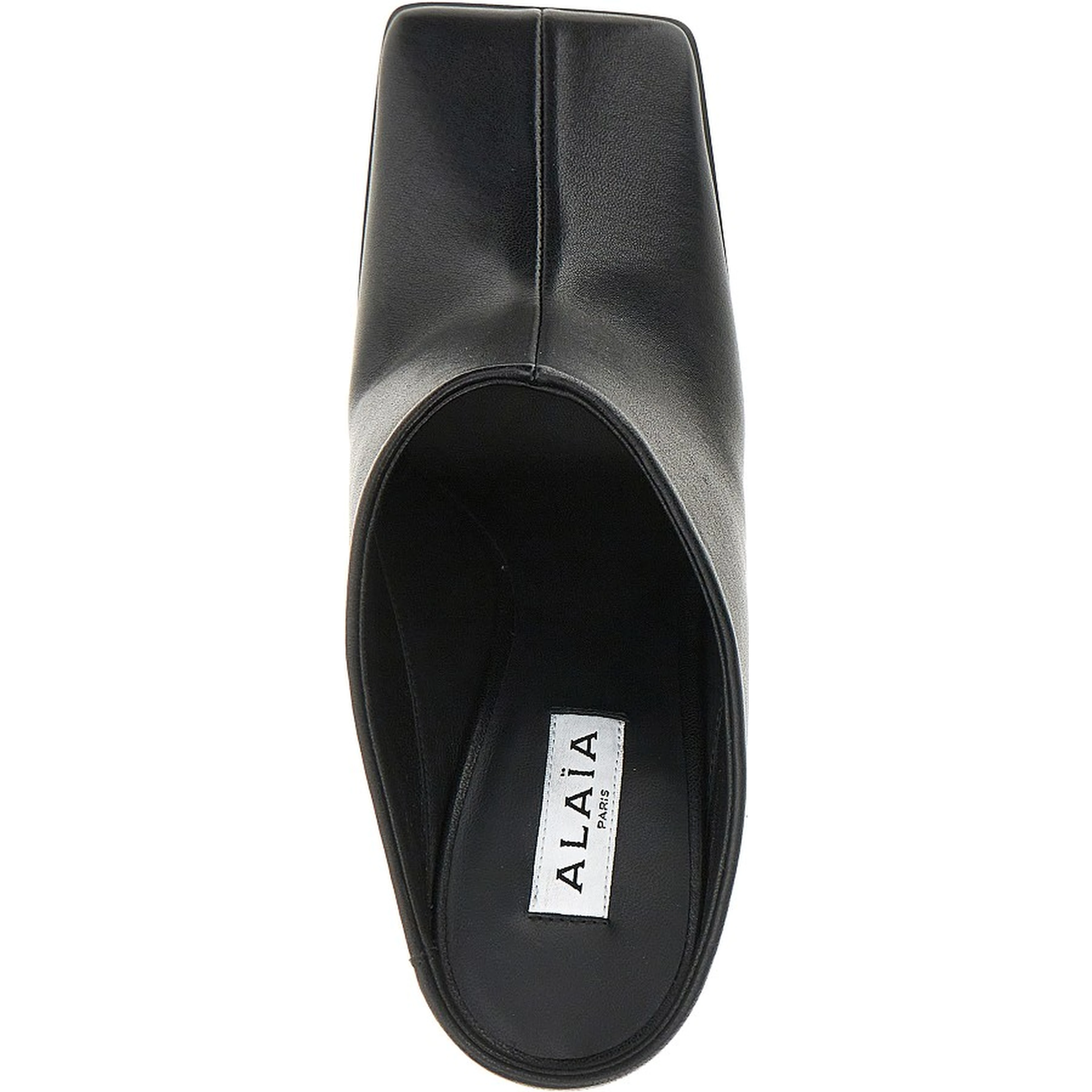Squared-toe leather mules