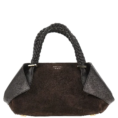 Leather hand bag with logo