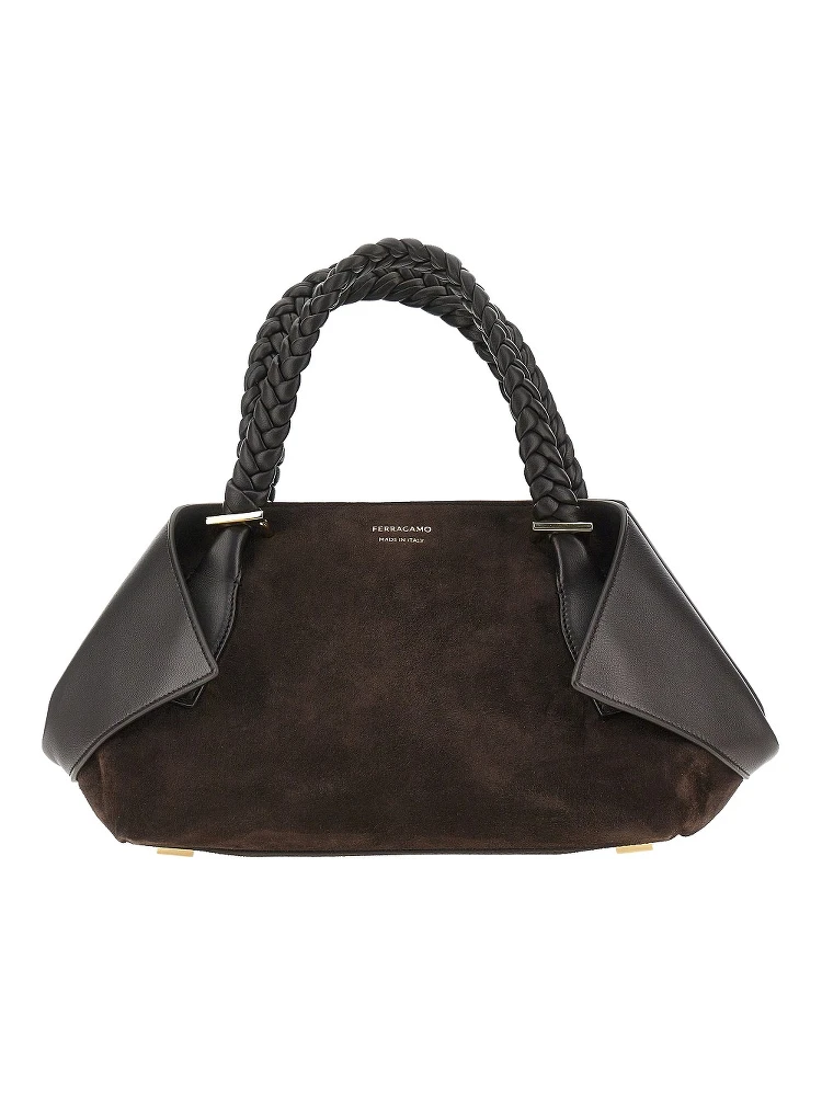Leather hand bag with logo