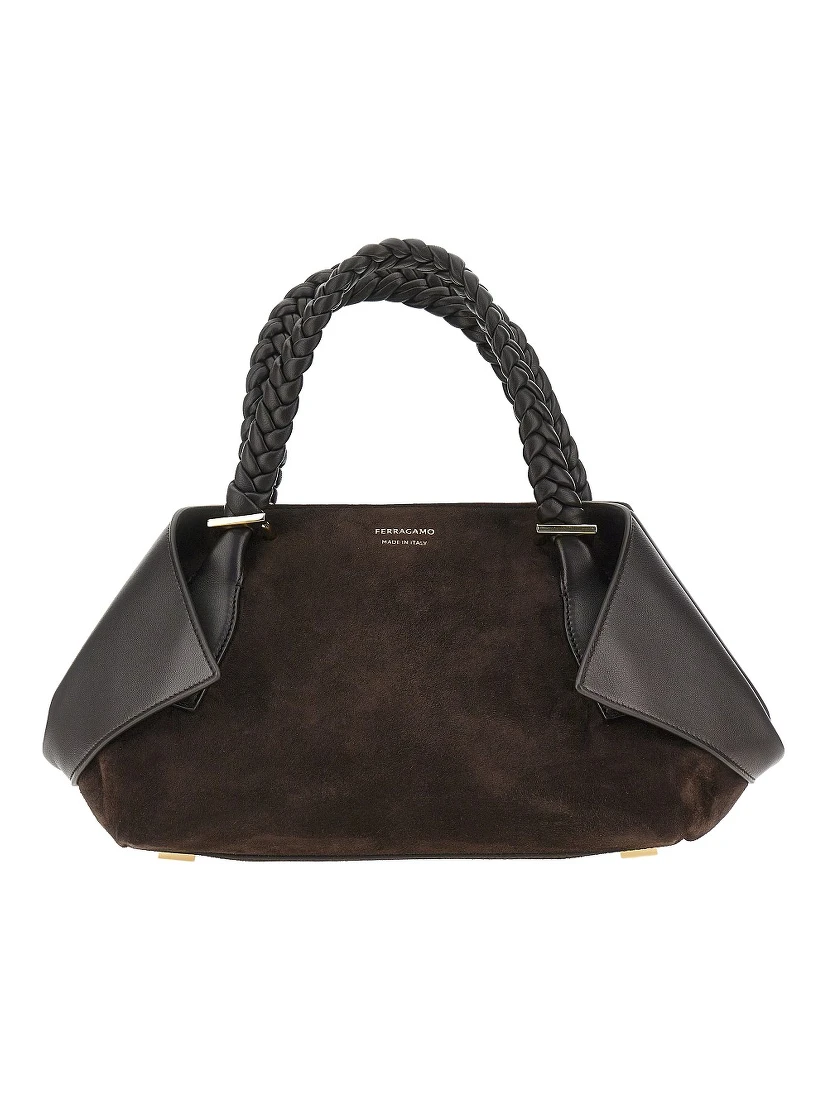 Leather hand bag with logo