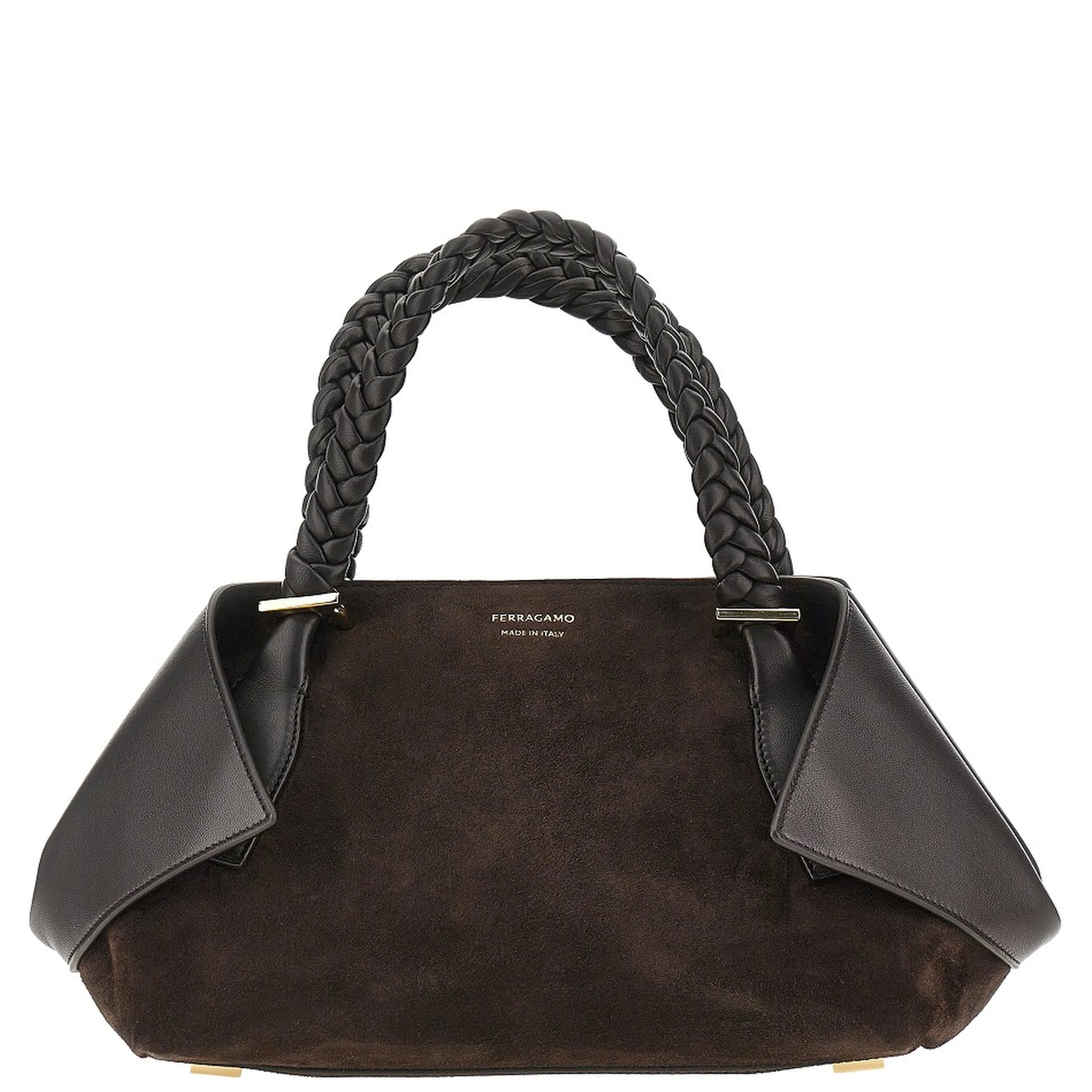 Leather hand bag with logo
