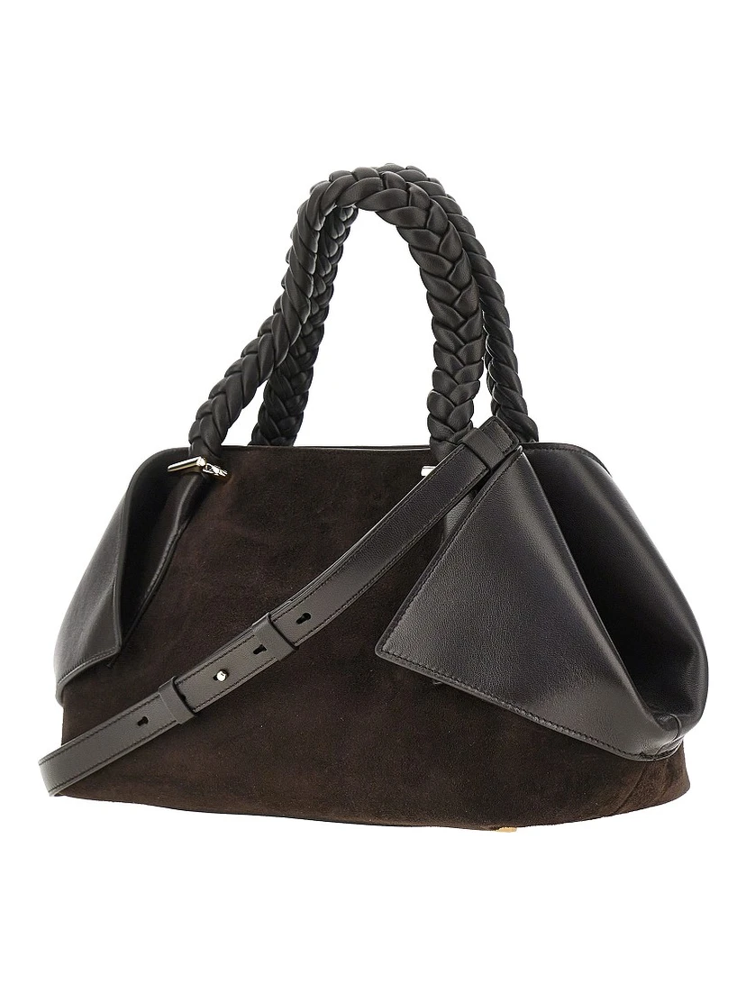 Leather hand bag with logo