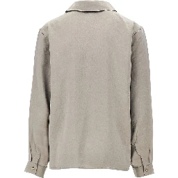 Satin shirt with logo embroidery and print
