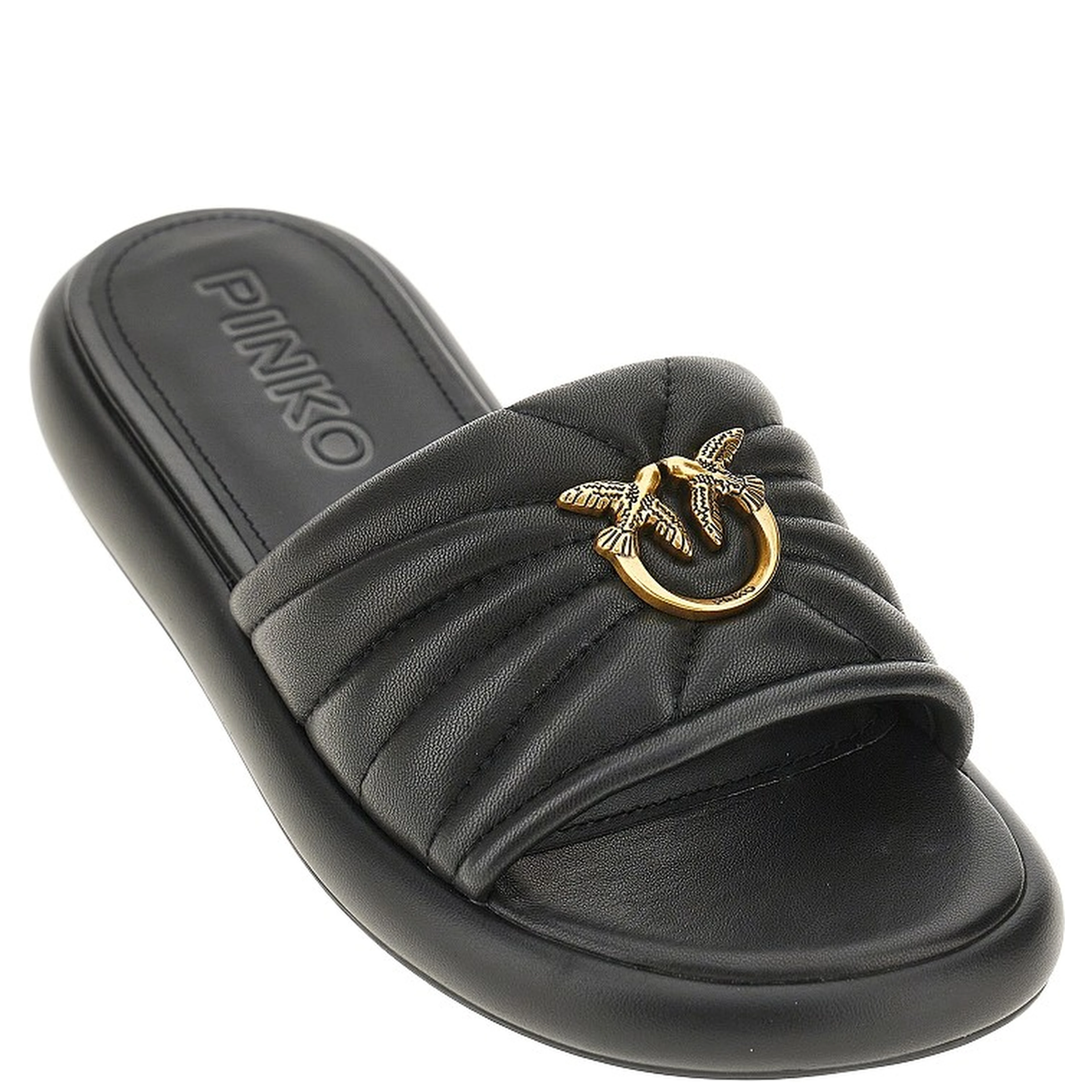 'Love Birds' nappa leather slides