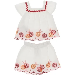 Embroidered cotton two-piece set