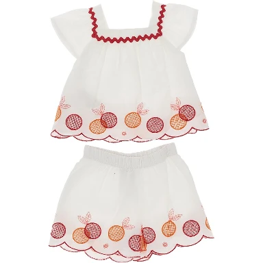 Embroidered cotton two-piece set