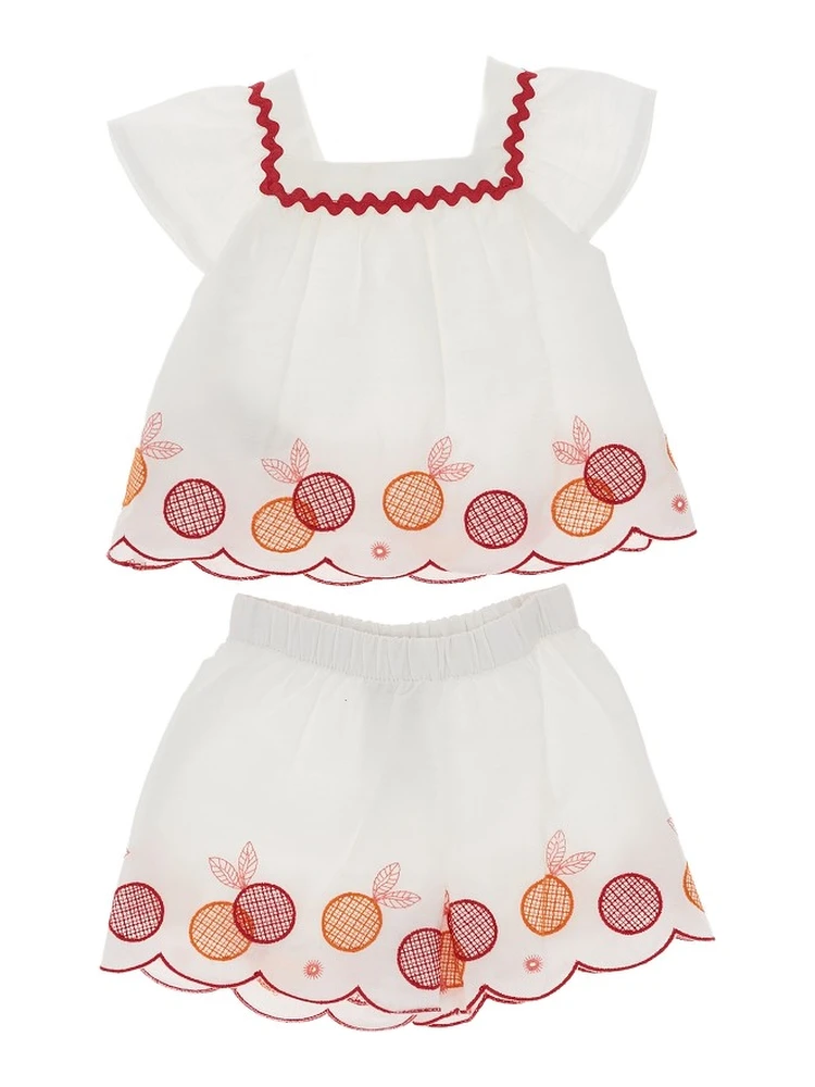 Embroidered cotton two-piece set