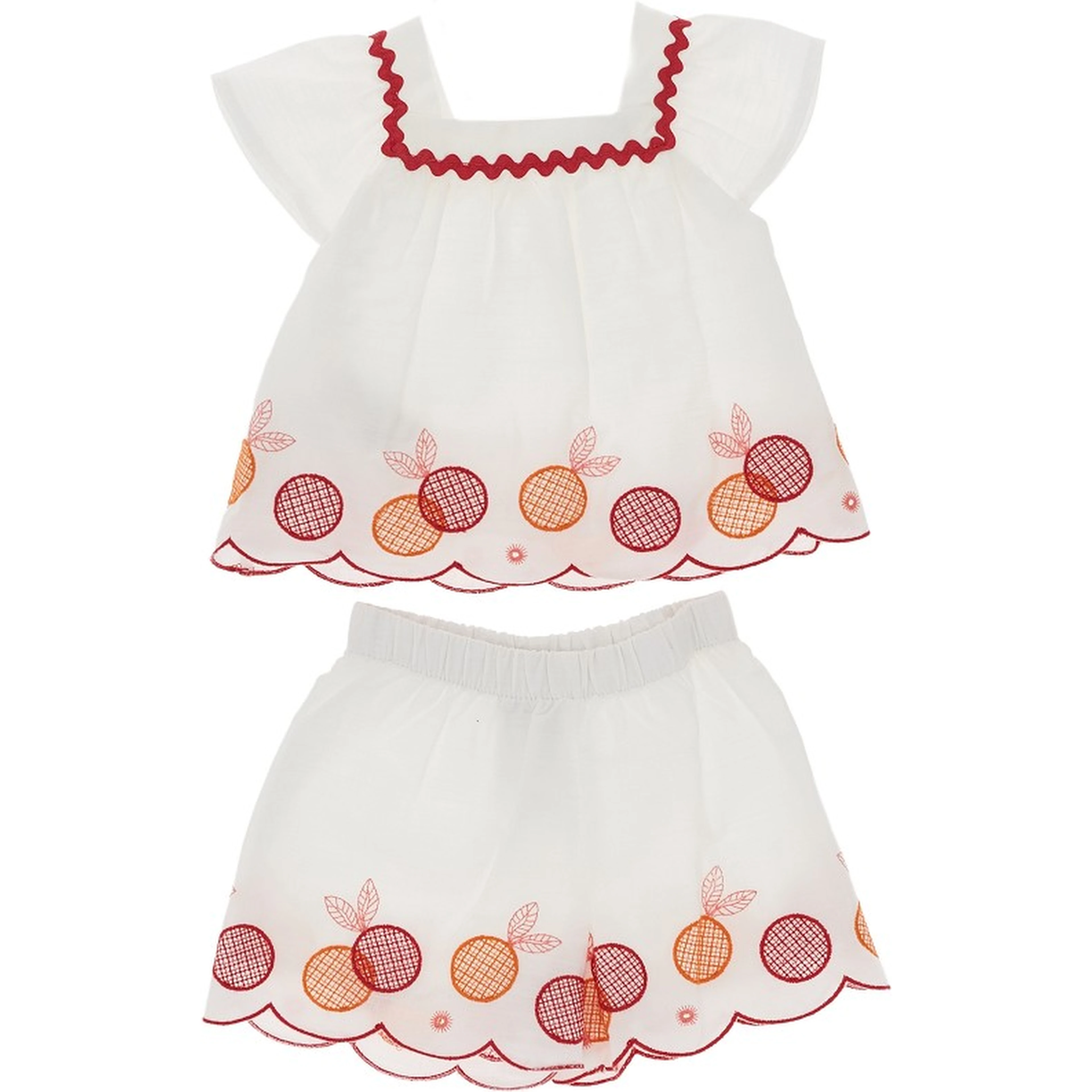 Embroidered cotton two-piece set