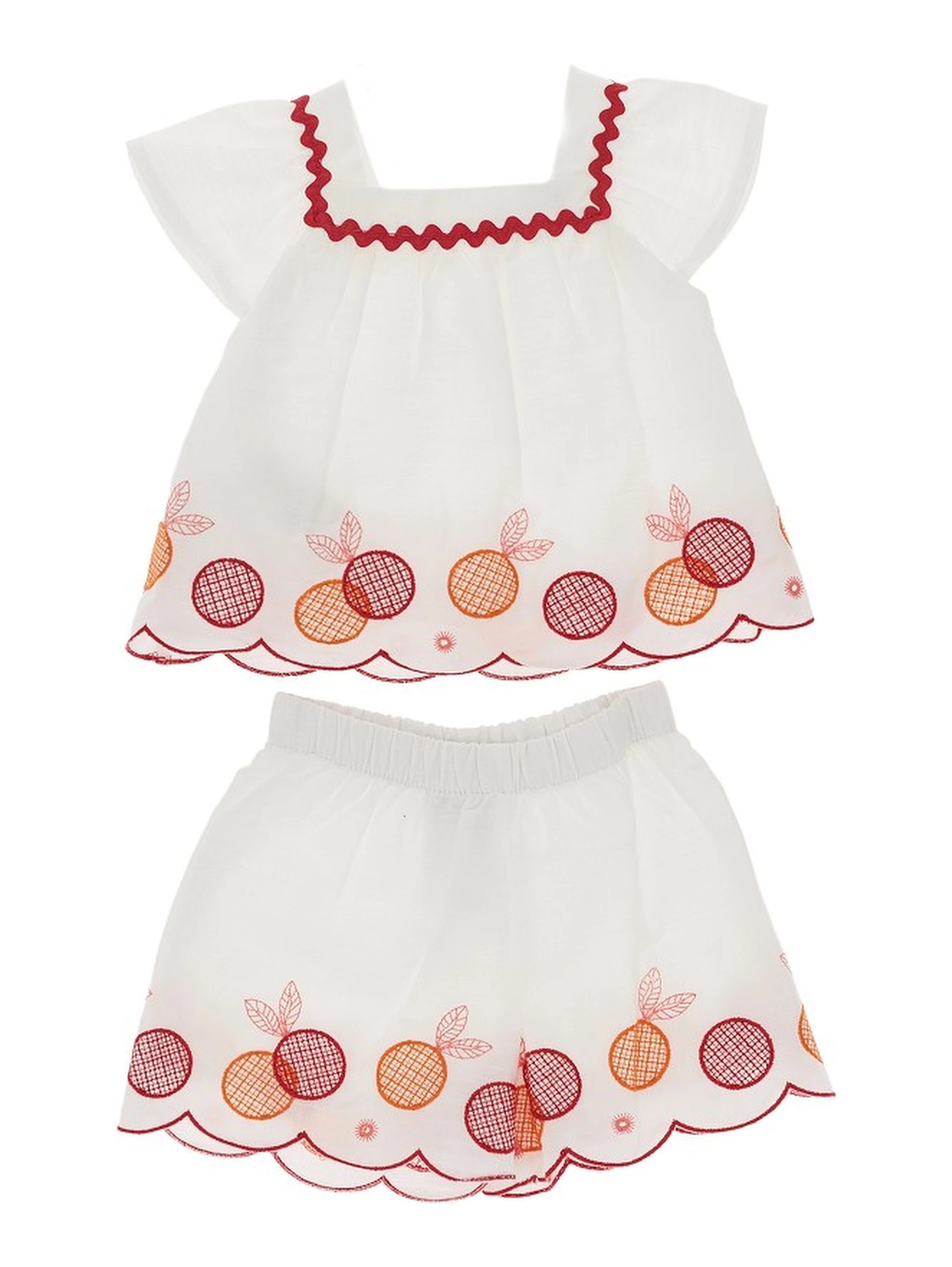 Embroidered cotton two-piece set