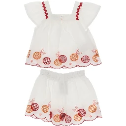 Embroidered cotton two-piece set