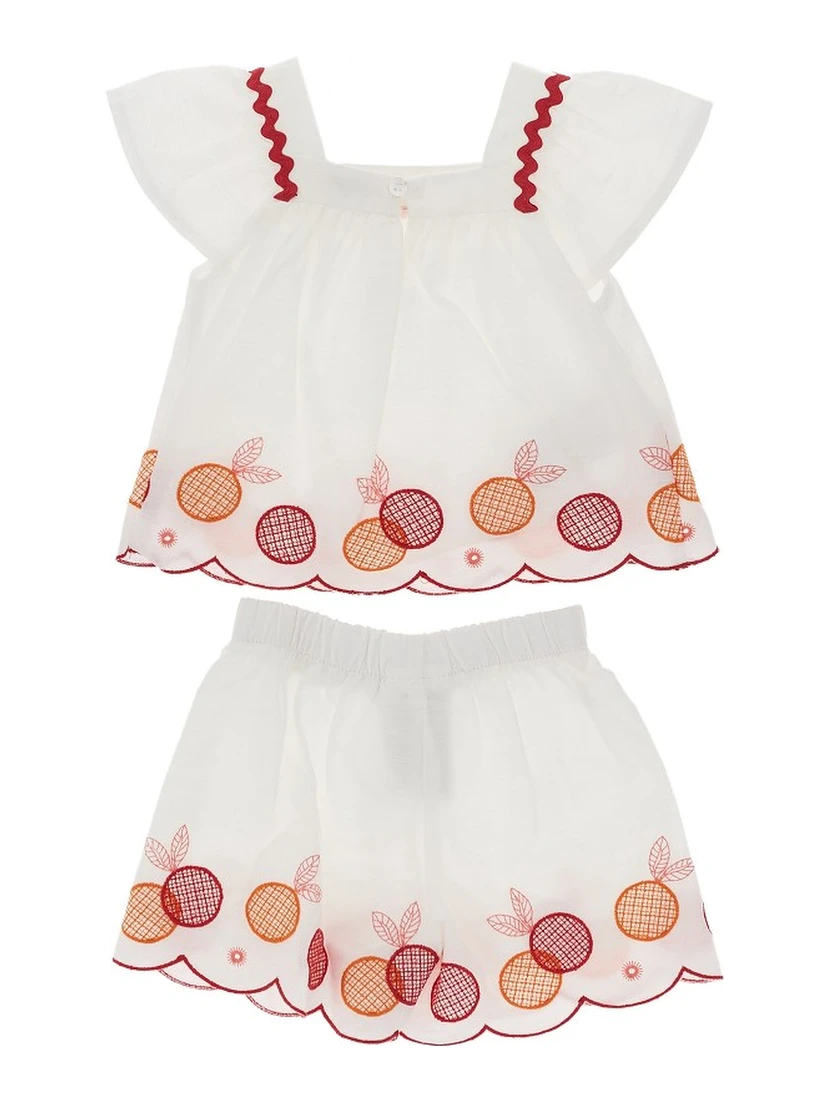 Embroidered cotton two-piece set