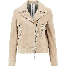 Suede leather biker jacket
