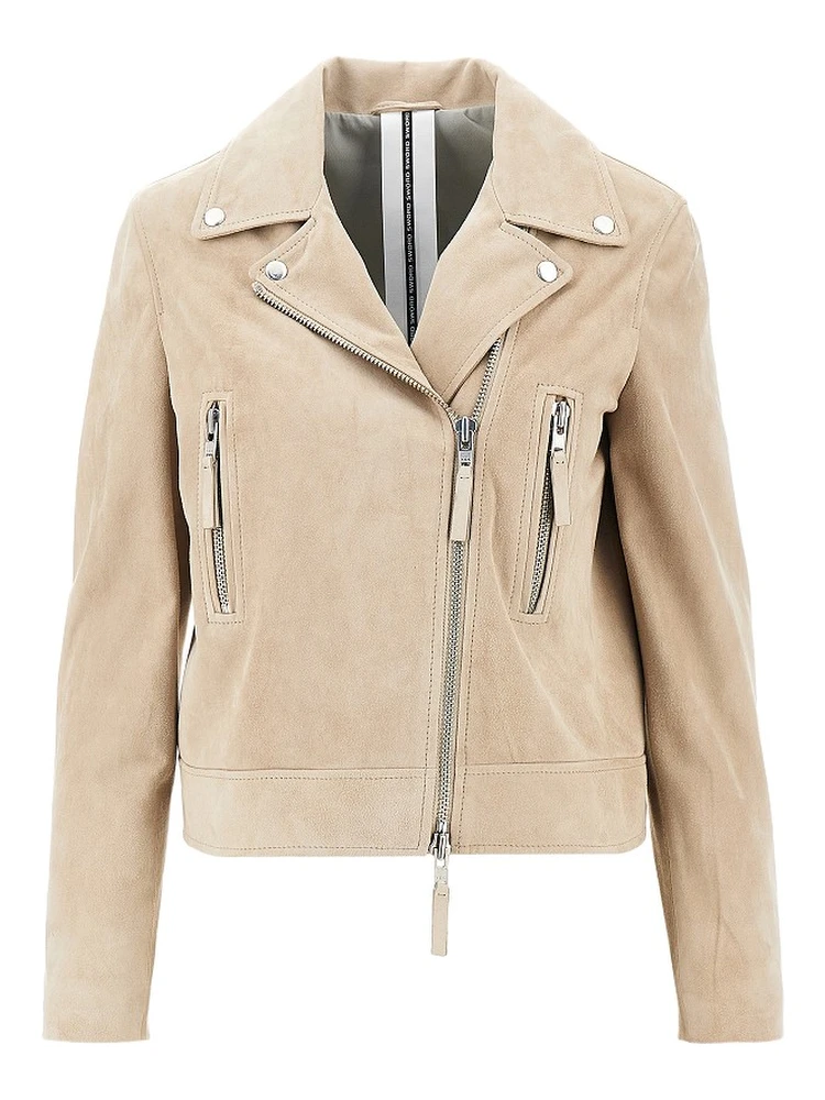 Suede leather biker jacket