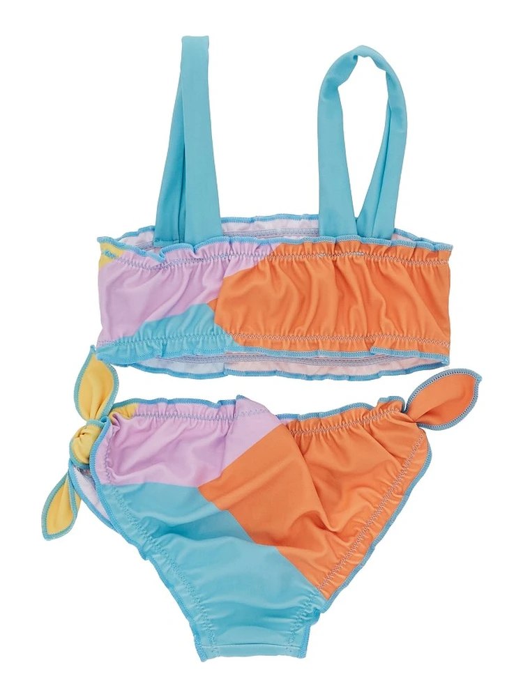 Color-block printed bikini alternative