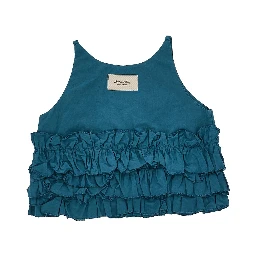 Cotton poplin top with gathering