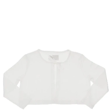 Stretch cotton cardigan with bow