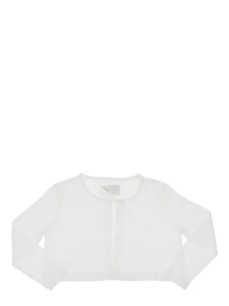 Stretch cotton cardigan with bow