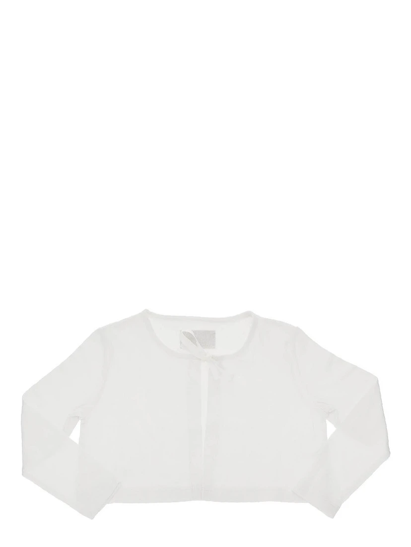 Stretch cotton cardigan with bow