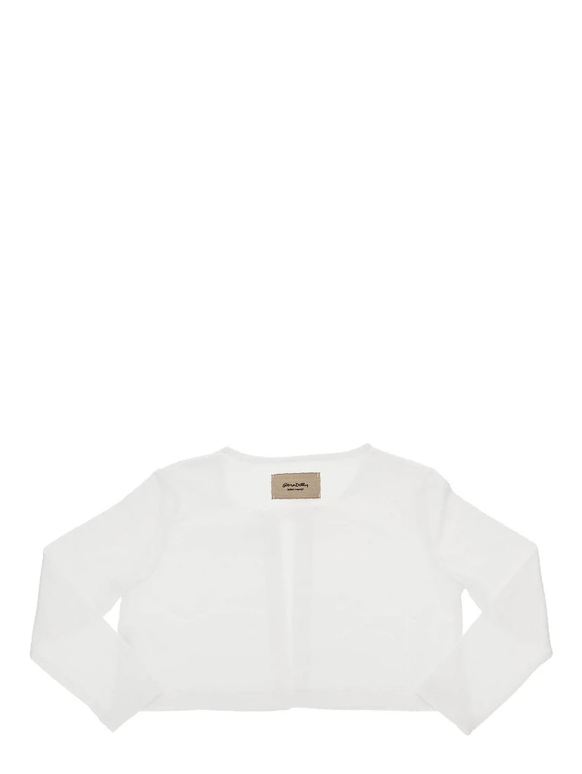 Stretch cotton cardigan with bow