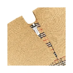 Check wool reversible cape