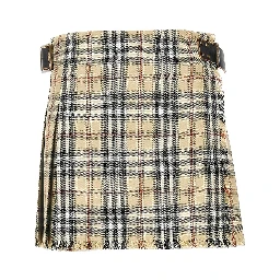 Check wool mini skirt