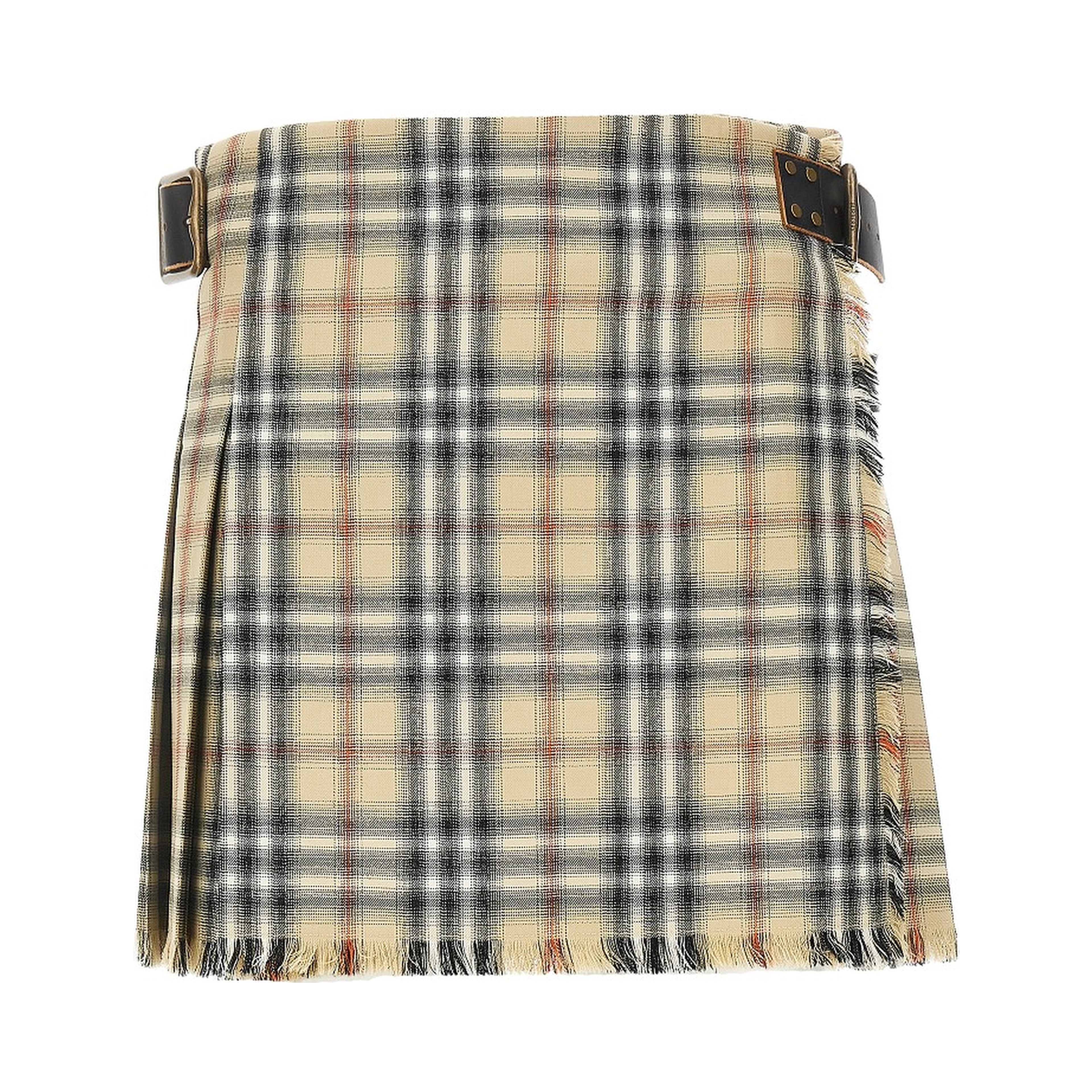 Check wool mini skirt