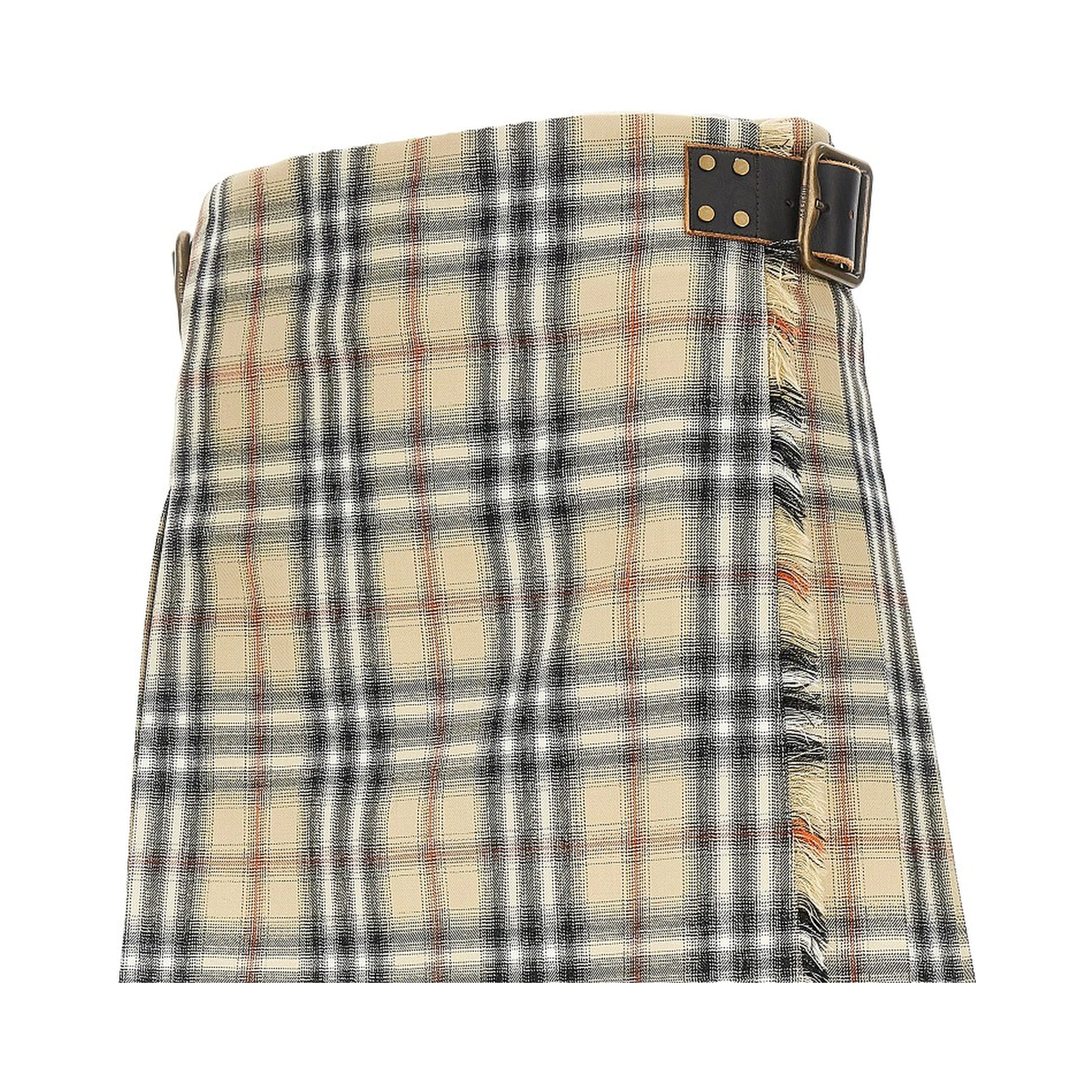Check wool mini skirt