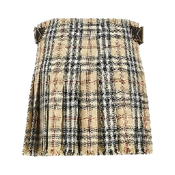 Check wool mini skirt