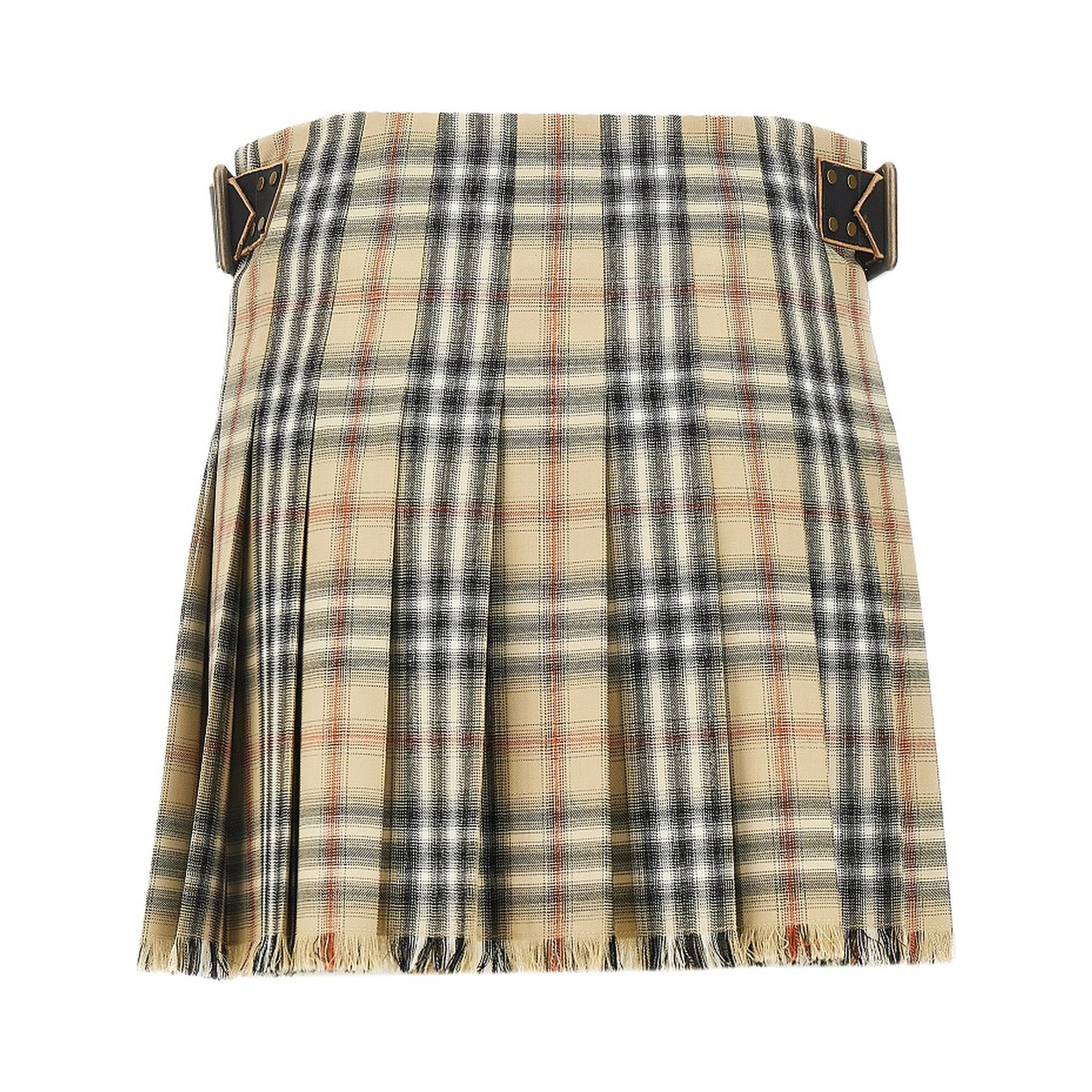 Check wool mini skirt