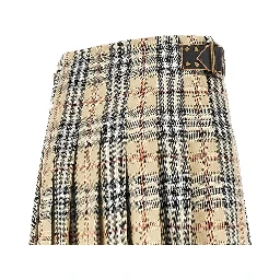 Check wool mini skirt