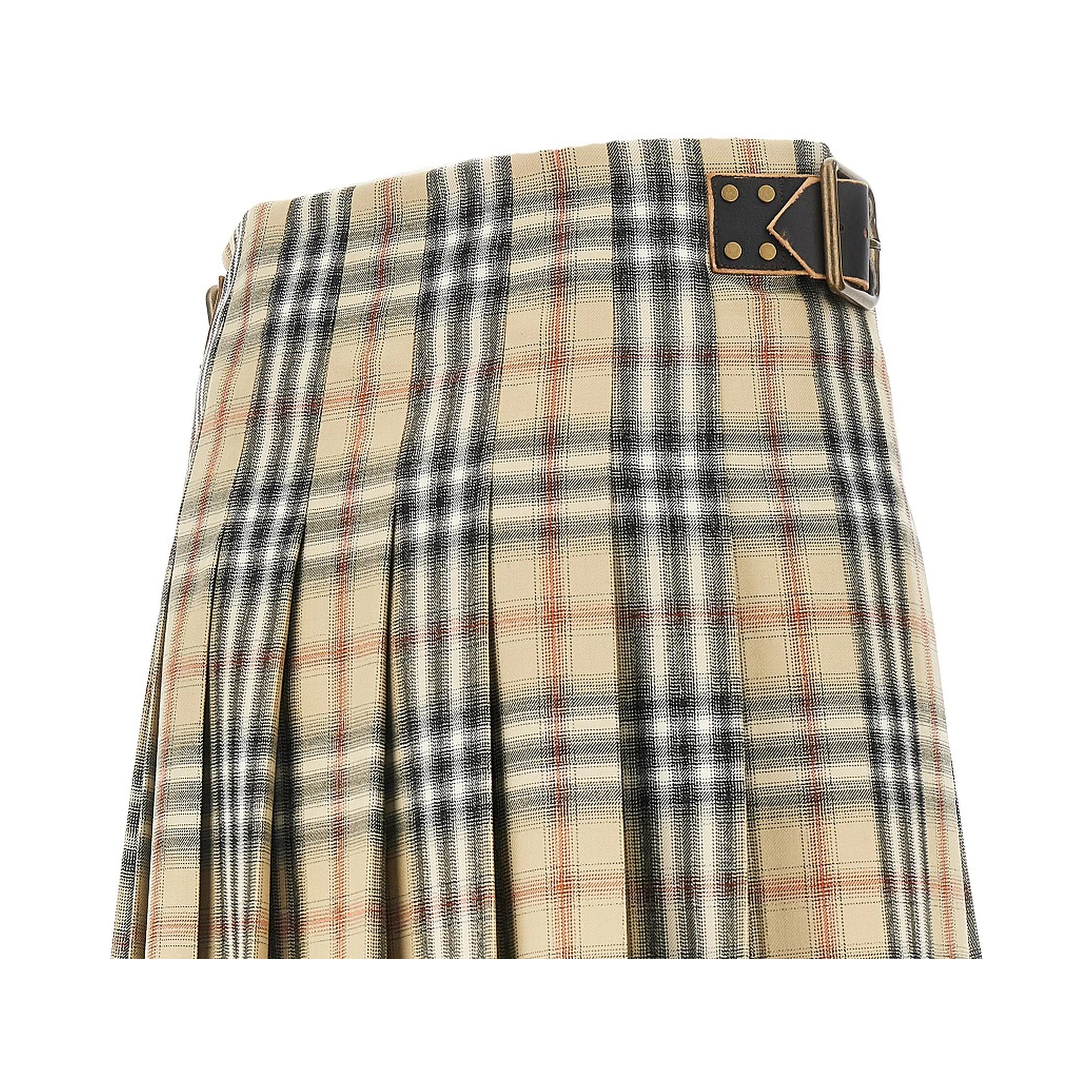 Check wool mini skirt