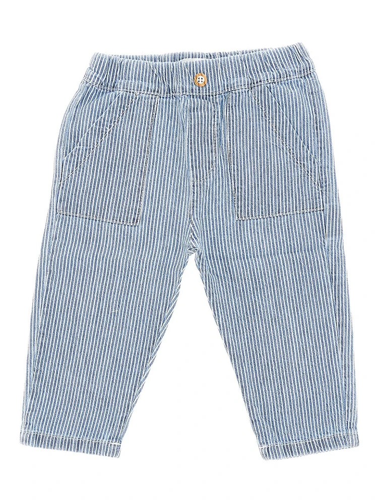 Striped denim pants