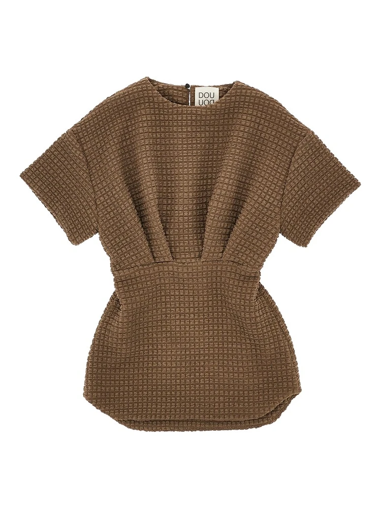 Stretch viscose seersucker mini dress