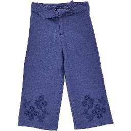 Cotton and linen embroidered pants
