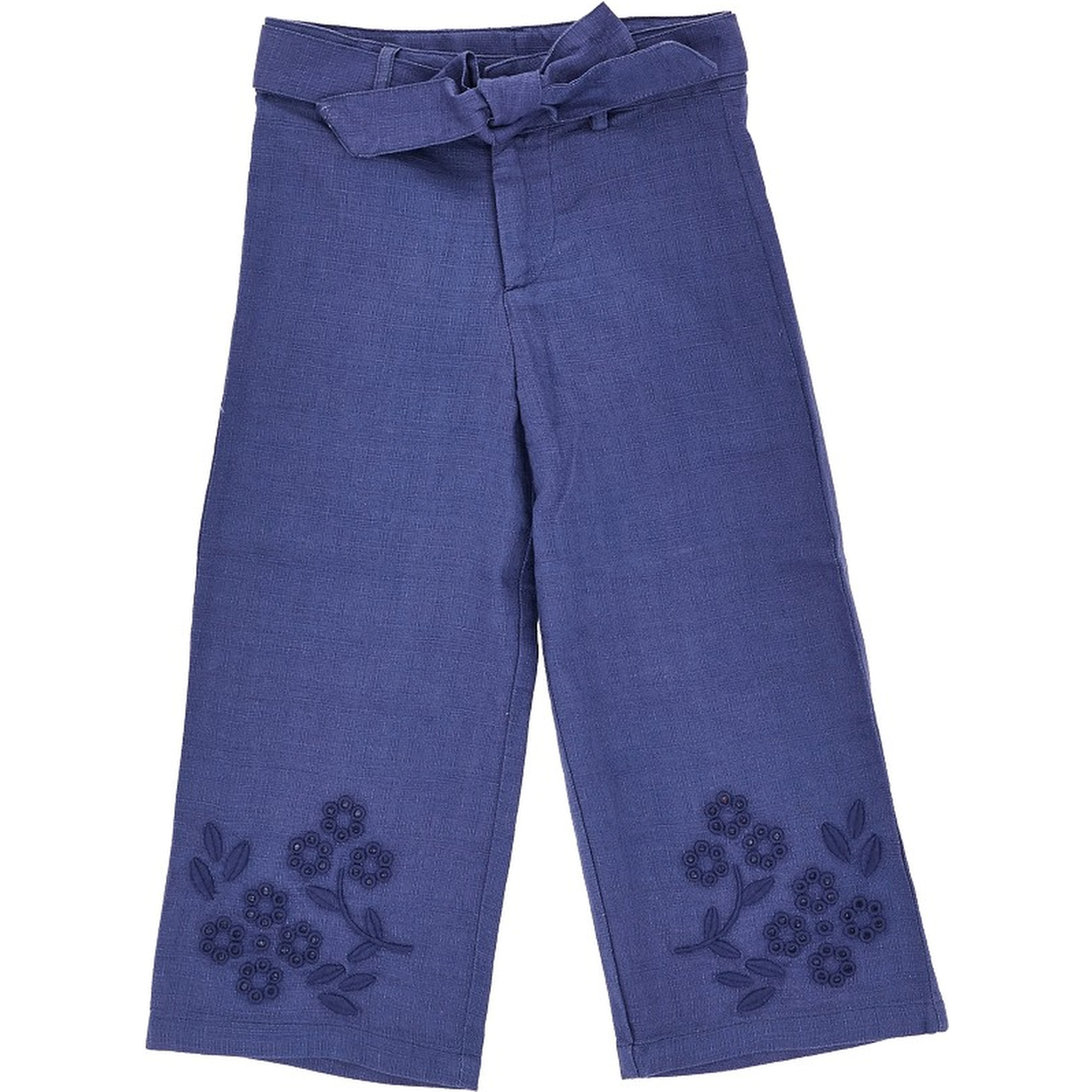 Cotton and linen embroidered pants