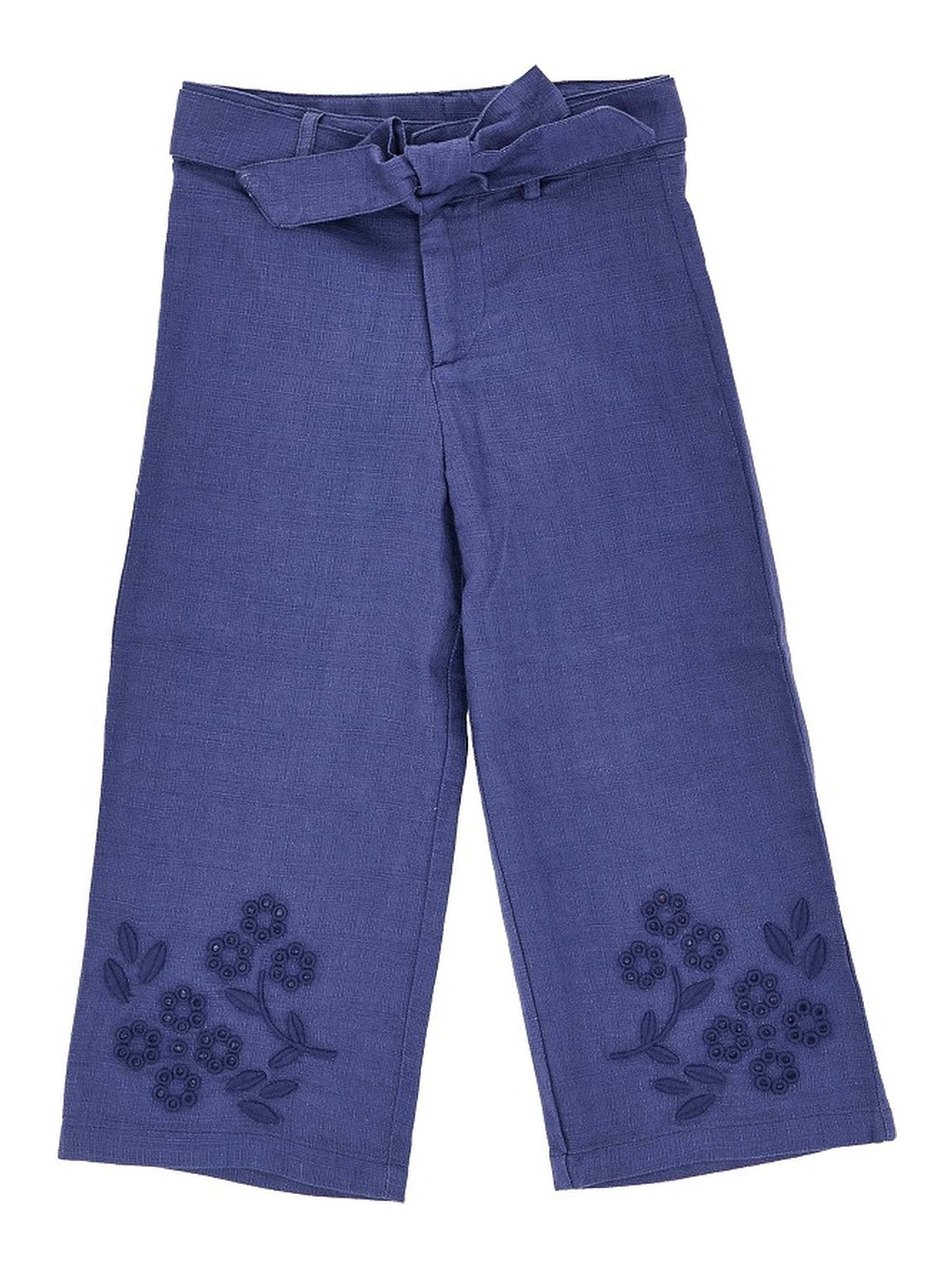 Cotton and linen embroidered pants