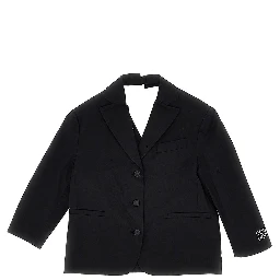Stretch cotton jacket with logo print