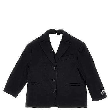 Stretch cotton jacket with logo print