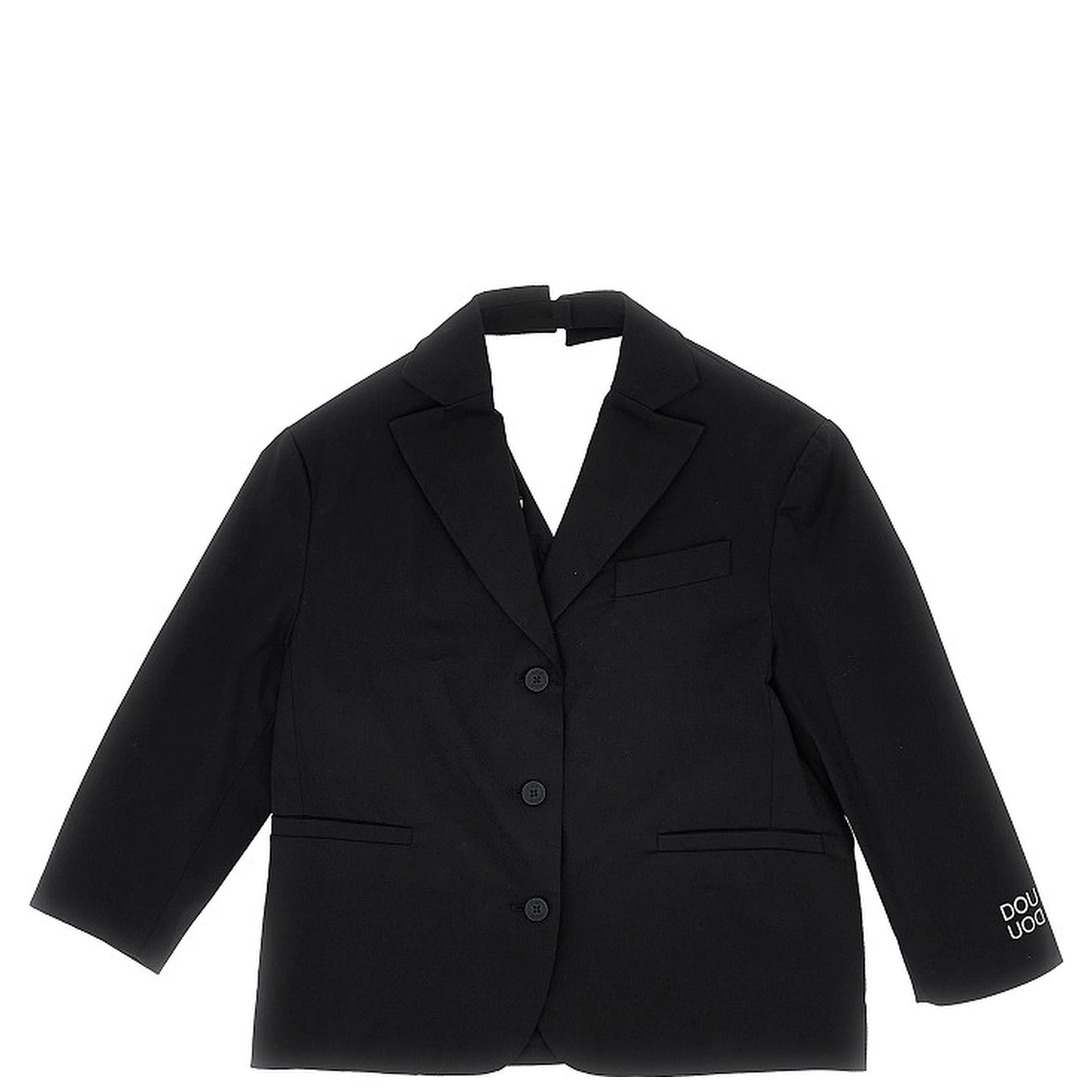 Stretch cotton jacket with logo print