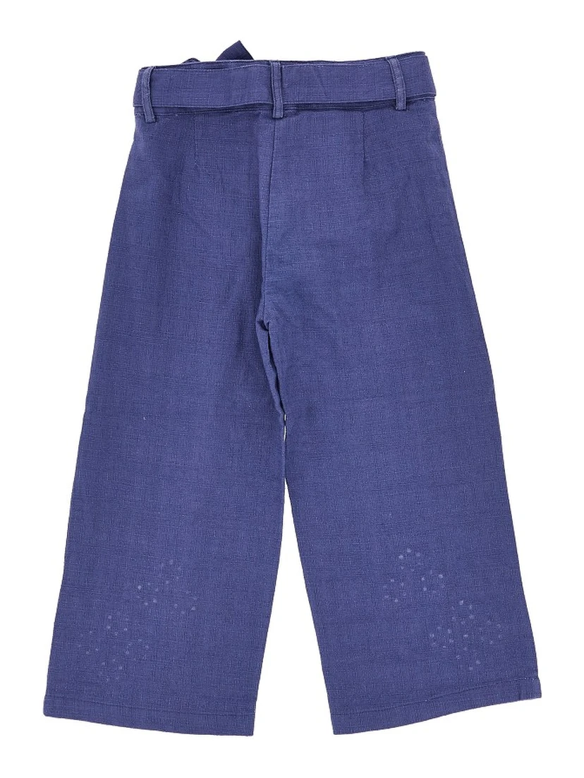 Cotton and linen embroidered pants