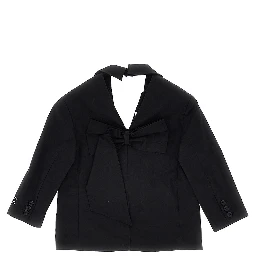 Stretch cotton jacket with logo print