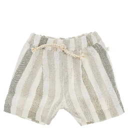 Striped linen shorts