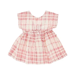 Check cotton and linen baby dress